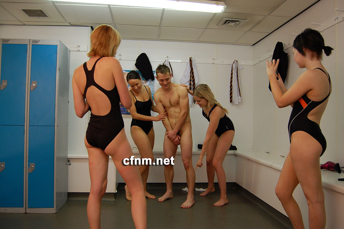 Porn Cfnm Swimming - Babes play with CFNM guys in swim gear in public. 